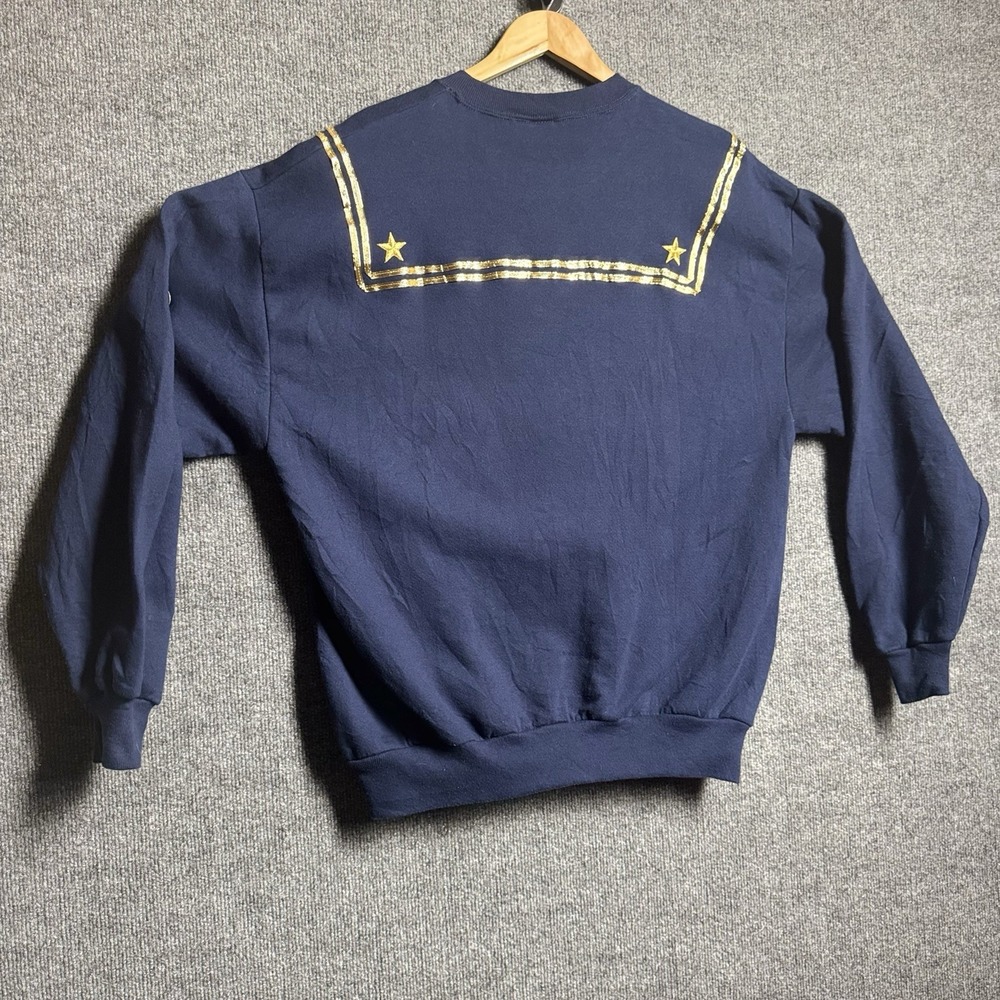 Vtg 1980s HALLOWEEN COSTUME XL Navy Blue Sailor Nautical Sweatshirt Crewneck - Picture 5 of 16